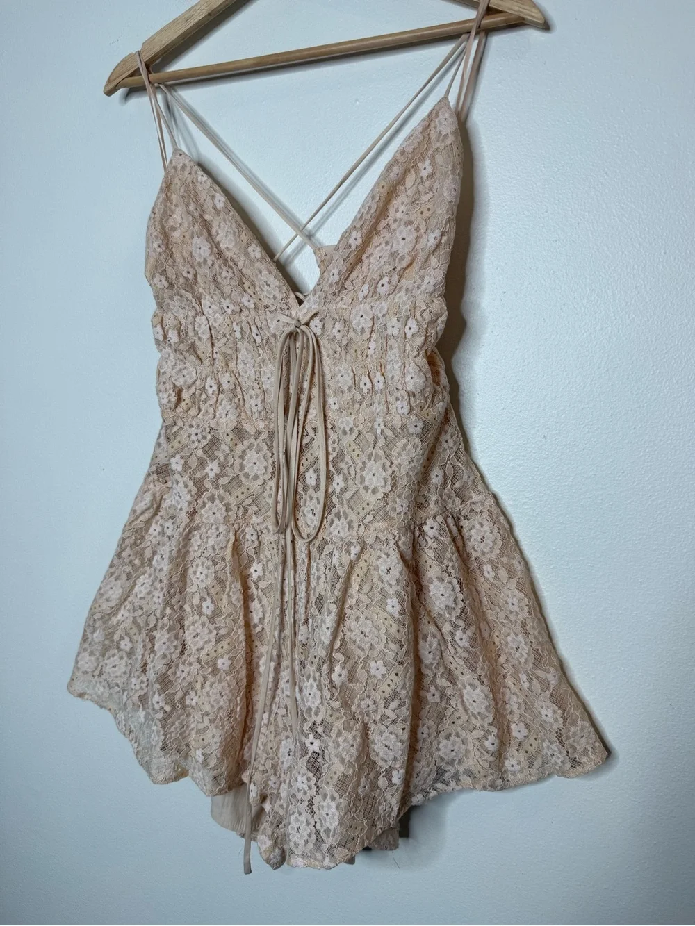 Free People Lexi Lace Romper blush pink small Coastal Cowgirl Western Festival